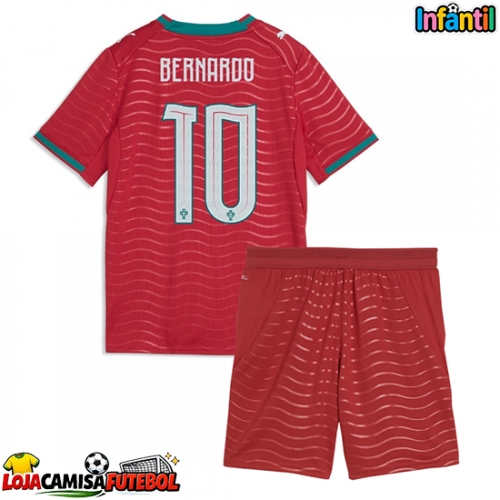 Camisa de Futebol Portugal Bernardo Silva #10 Equipamento Principal Infantil Mundo 2026 Manga Curta (+ Calças curtas)